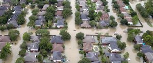 Overhead view of flooding caused by Hurricane Harvey