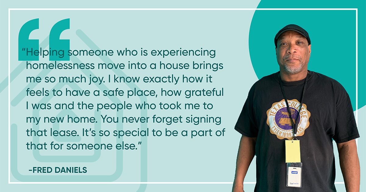 Man beside quote about helping homeless people