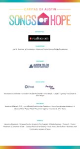 Sponsor lineup poster for Caritas Songs of Hope